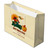 Kalkoen en pompoen | Aangepaste naam Thanksgiving Large Cadeautasje (Voorkant Gekanteld)