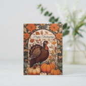  kalkoen en pompoenen Happy Thanksgiving Briefkaart (Staand voorkant)