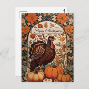kalkoen en pompoenen Happy Thanksgiving Briefkaart