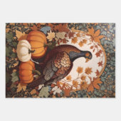 kalkoen en pompoenen herfst inpakpapier vel (Voorkant 3)