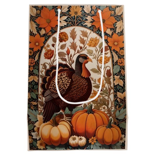  kalkoen en pompoenen herfst medium cadeauzakje (Achterkant)