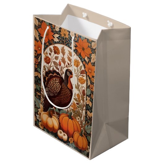  kalkoen en pompoenen herfst medium cadeauzakje (Achterkant Gekanteld)