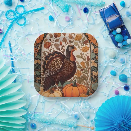 kalkoen en pompoenen herfst papieren bordje (Feest)