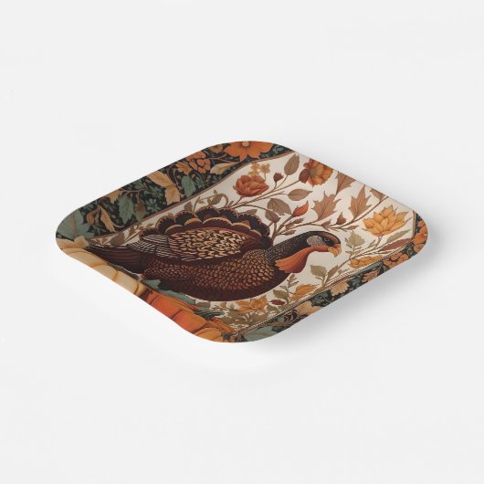 kalkoen en pompoenen herfst papieren bordje (Gebogen)