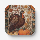 kalkoen en pompoenen herfst papieren bordje (Voorkant)