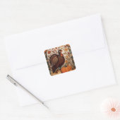 kalkoen en pompoenen herfst vierkante sticker (Envelop)