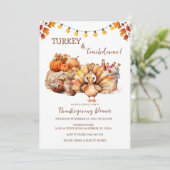 Kalkoen en touchdown Thanksgiving-diner Kaart (Staand voorkant)