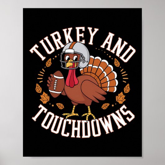 Kalkoen en touchdowns grappig Thanksgiving voetbal Poster (Voorkant)