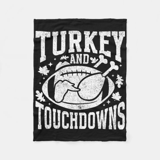 Kalkoen en touchdowns grappige thanksgiving voetba fleece deken (Voorkant)