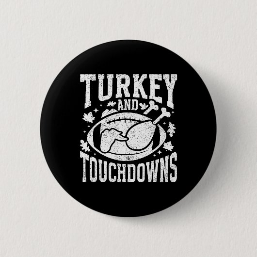 Kalkoen en touchdowns grappige Thanksgiving voetba Ronde Button 5,7 Cm (Voorkant)