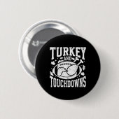 Kalkoen en touchdowns grappige Thanksgiving voetba Ronde Button 5,7 Cm (Voorkant /achterkant)