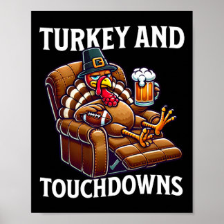 Kalkoen en Touchdowns Thanksgiving Voetbal Papa Fu Poster