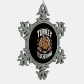 Kalkoen En Touchdowns Thanksgiving Voetbal Tin Sneeuwvlok Ornament (Links)