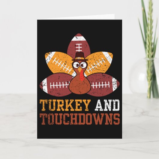 Kalkoen en touchdowns Thanksgiving voetll kinderen Kaart (Voorkant)