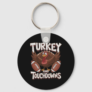 Kalkoen en touchdowns voetbal Thanksgiving Sleutelhanger