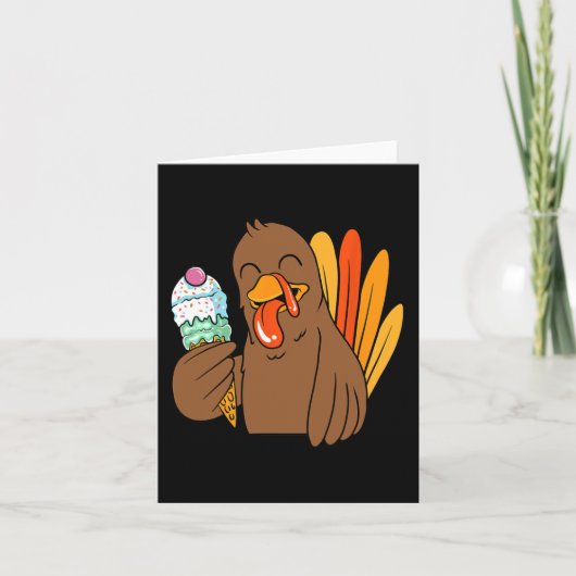 Kalkoen Eten Ice Cream Thanksgiving Dag Funny Fal Kaart (Voorkant)