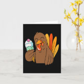 Kalkoen Eten Ice Cream Thanksgiving Dag Funny Fal Kaart (Gele Bloem)