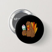 Kalkoen Eten Ice Cream Thanksgiving Dag Funny Fal Ronde Button 5,7 Cm (Voorkant /achterkant)