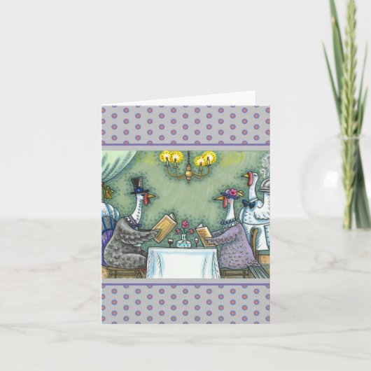 KALKOEN FIJN DINEREN, THANKSGIVING VOOGEL HUMOR Le Kaart (Voorkant)