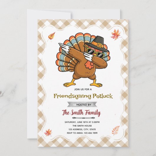 Kalkoen Friendsgiving feest uitnodiging (Voorkant)
