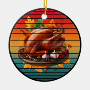 Kalkoen gelukkig thanksgiving day herfstseizoen he keramisch ornament