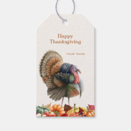 Kalkoen Geschenklabel voor Thanksgiving Cadeaulabel