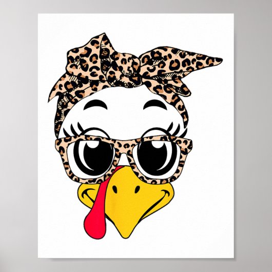 Kalkoen Gezicht Hoofdde Leopard Thanksgiving Day V Poster (Voorkant)