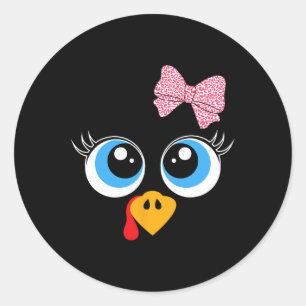 Kalkoen Gezicht Meisje Thanksgiving Kostuum Kinder Ronde Sticker
