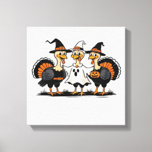 Kalkoen Halloween Boo, Thanksgiving Kalkoen, Griez Canvas Afdruk