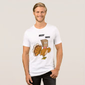 Kalkoen Hond Vermomming Cartoon | THANKSGIVING Tri-Blend Shirt (Voorkant volledig)