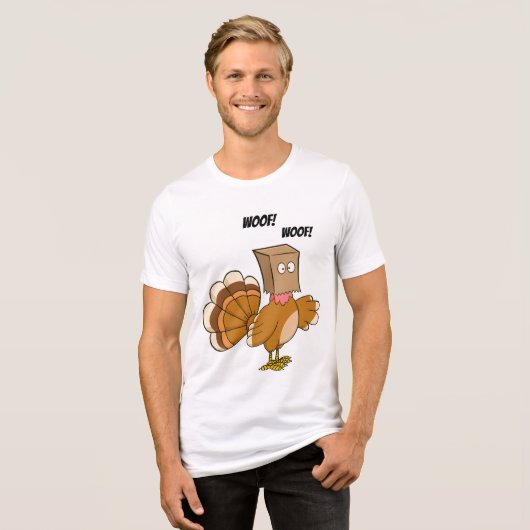Kalkoen Hond Vermomming Cartoon | THANKSGIVING Tri-Blend Shirt (Voorkant volledig)
