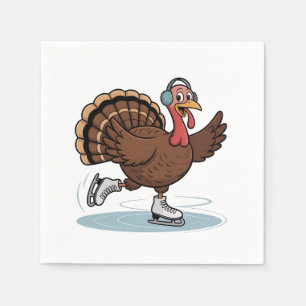 Kalkoen IJsschaatsen Thanksgiving Gobbler Servet