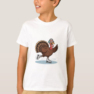 Kalkoen IJsschaatsen Thanksgiving Gobbler T-shirt
