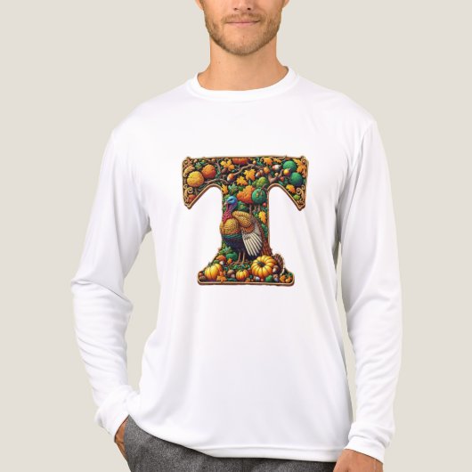 Kalkoen in de stijl van een thanksgivingbrief Tri-Blend shirt (Voorkant volledig)