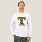 Kalkoen in de stijl van een thanksgivingbrief Tri-Blend shirt (Voorkant)