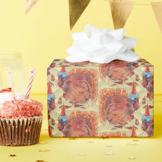 Kalkoen in het stro cadeaupapier (Verjaardagsfeest)