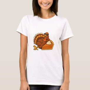 Kalkoen in zonnebril met taart t-shirt