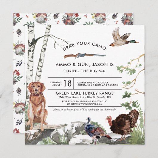 kalkoen jacht verjaardagsfeest uitnodiging (Voorkant / Achterkant)