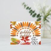 Kalkoen Kalkoen Herfst Kleur Esdoornbladeren Thank Briefkaart (Staand voorkant)