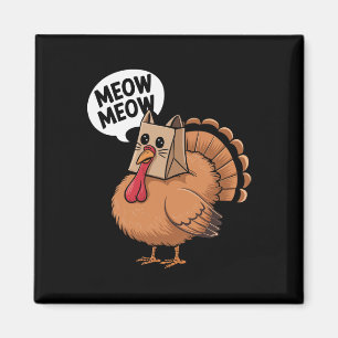 Kalkoen Kat Miauw Thanksgiving Grappige Mannen Vro Magneet