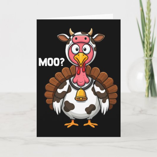 Kalkoen Koe Rundvee Grappige Dankdag Kaart (Voorkant)