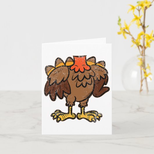 kalkoen kostuum grappige Thanksgiving dag Herfst a Kaart (Gele Bloem)