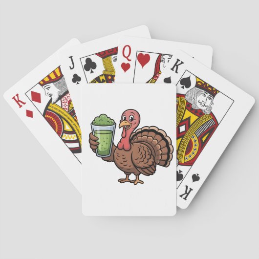 Kalkoen Matcha-liefhebbers Thanksgiving Pokerkaarten (Achterkant)
