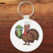 Kalkoen Matcha-liefhebbers Thanksgiving Sleutelhanger (Voorkant)