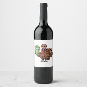Kalkoen Matcha-liefhebbers Thanksgiving Wijn Etiket