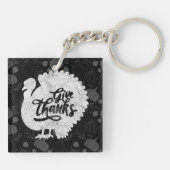 Kalkoen met dank Thanksgiving Vintage Sleutelhanger (Achterkant)