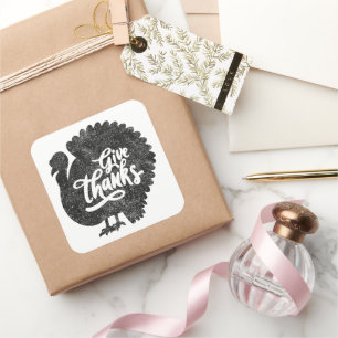 Kalkoen met dank Thanksgiving Vintage Vierkante Sticker
