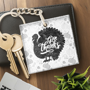 Kalkoen met dankbetuiging Thanksgiving Vintage Sleutelhanger