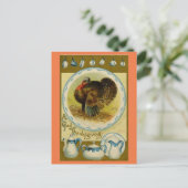  kalkoen met gerechten feestdagenkaart (Staand voorkant)