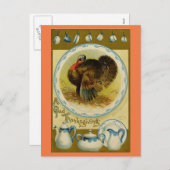  kalkoen met gerechten feestdagenkaart (Voorkant / Achterkant)